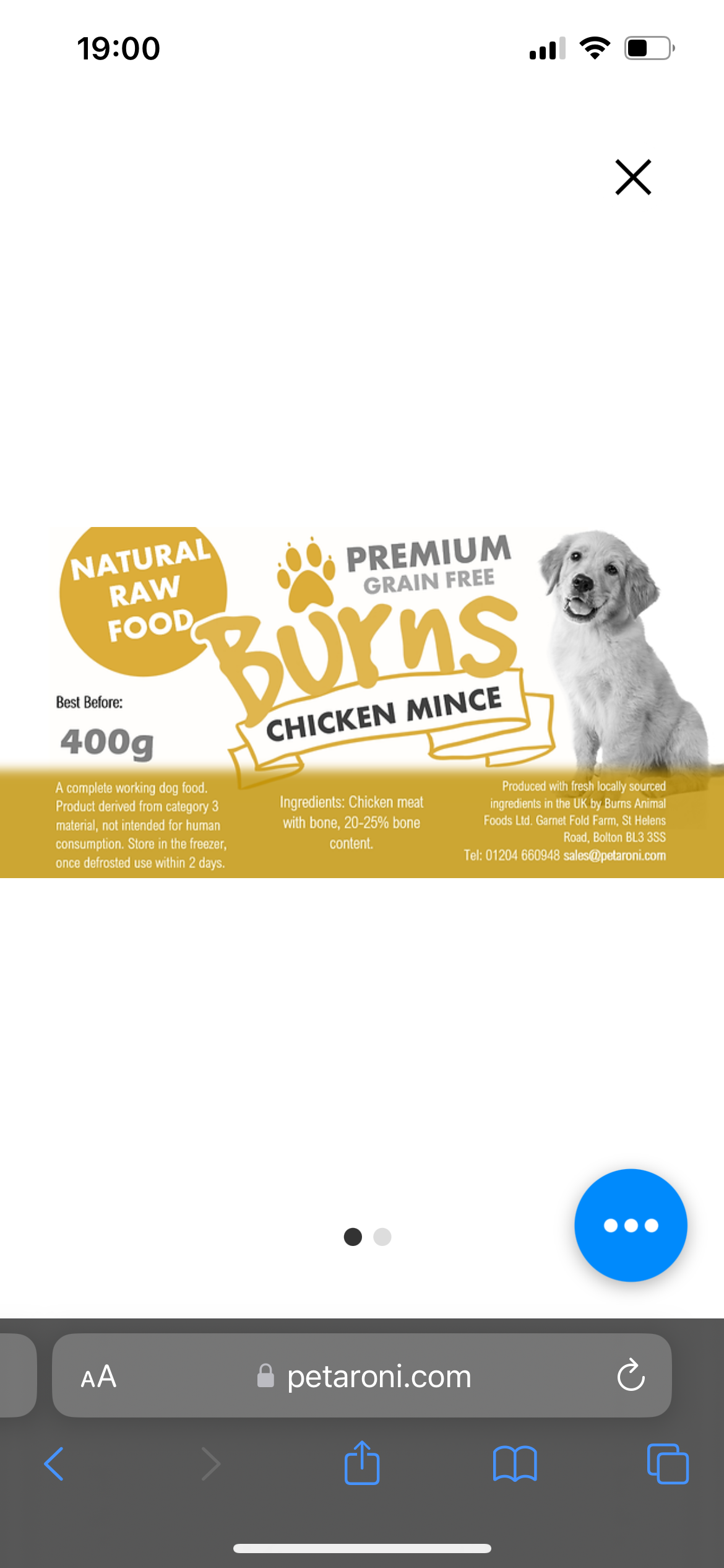 Burns Raw Dog Food Chicken 400g Maggie s Pet Store Great Moor Stockport